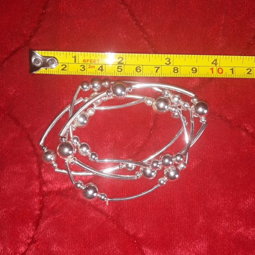 Stretch Silvertone Bracelets - image 1